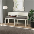Boraam Capella Wood & Faux Leather Dining Height Bench in Buttermilk/Beige