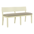Boraam Capella Wood & Faux Leather Dining Height Bench in Buttermilk/Beige