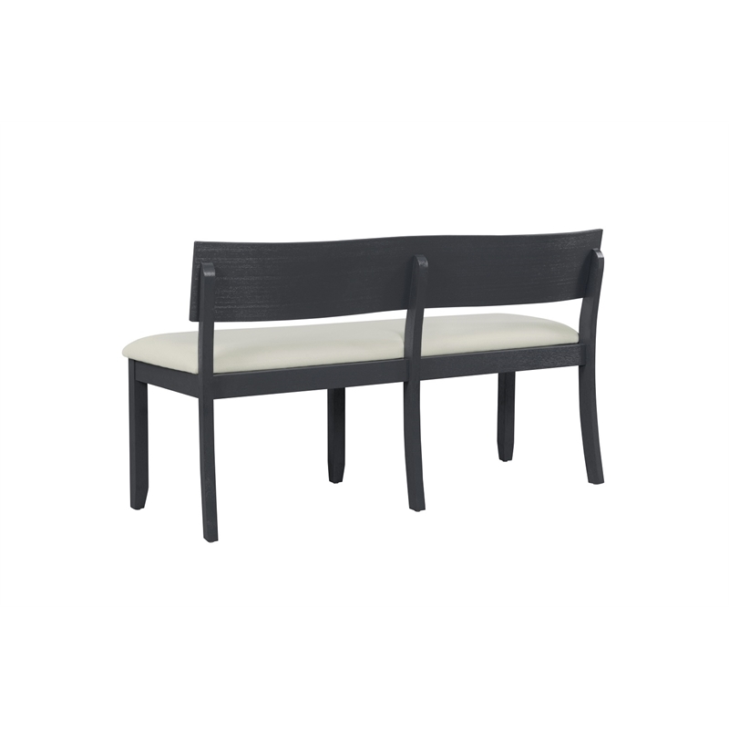 Boraam Capella Wood & Fabric Dining Height Bench in Matte Black/Cream