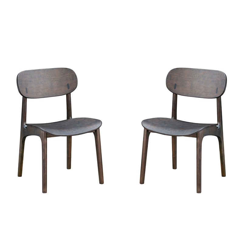 Boraam Wood Solvang Dining Chair in Carbonite Brown Finish  (Set of 2)
