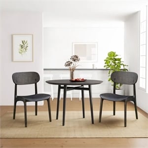 Boraam Wood Solvang Dining Chair in Carbonite Brown Finish  (Set of 2)