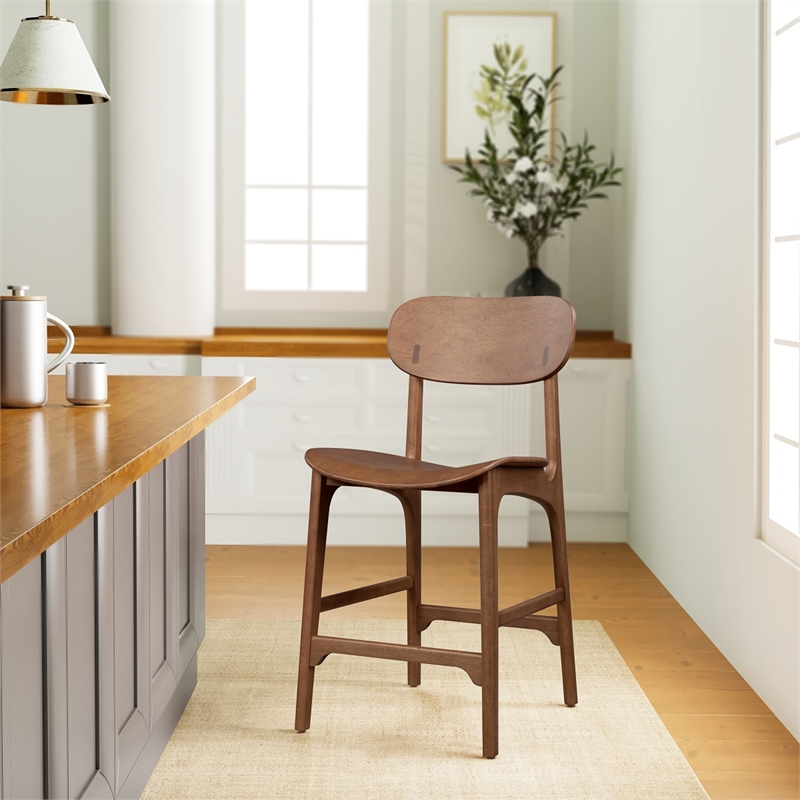 Boraam Solvang  Wood Counter Stool in Brown Ale Finish