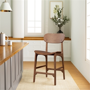 Boraam Solvang  Wood Counter Stool in Brown Ale Finish