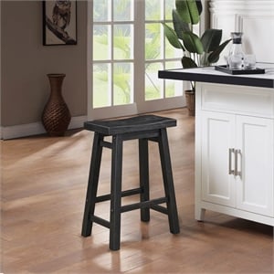 Boraam Sonoma 24&quot Backless Saddle Wood Bar Stool in Black Charcoal