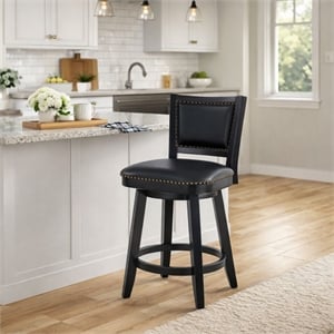 Boraam Wood Broadmoor Counter Height Swivel Stool in Black Finish