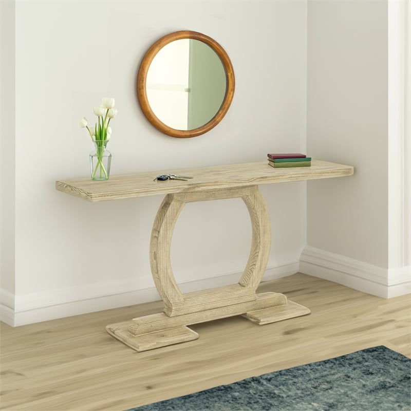 Boraam Zen Rectangular Pine Wood Console Table - Barnwood Sandblast
