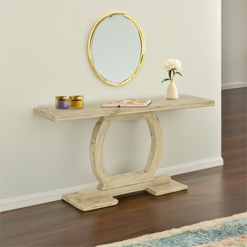 Boraam Zen Rectangular Pine Wood Console Table - Barnwood Sandblast