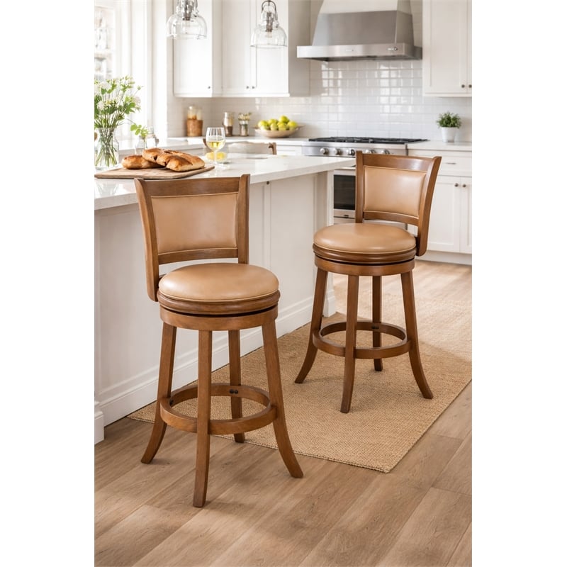 Boraam Augusta Bar Height Swivel Bar Stool - Chestnut Wire-Brush