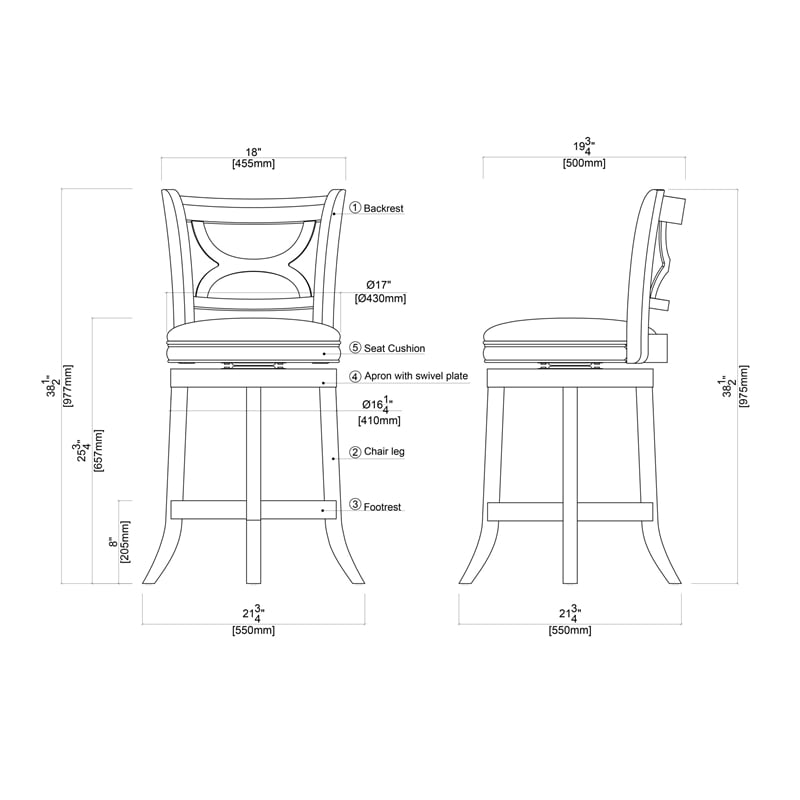 Boraam Florence Counter Height Swivel Counter Stool - Black Sandthru Finish