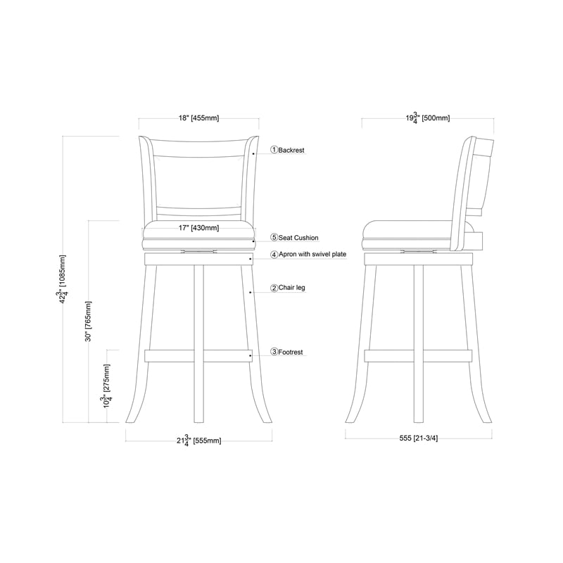 Boraam Augusta Bar Height Swivel Bar Stool - Cherry
