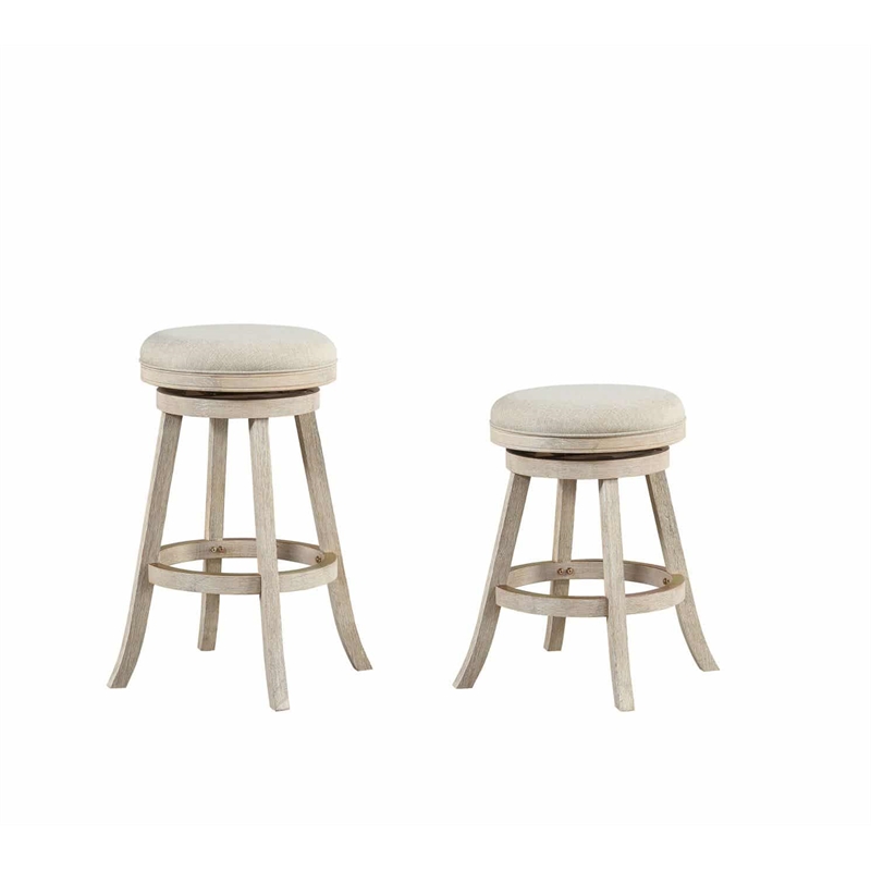 Boraam Fenton Swivel Backless Bar Stool - Ivory Wire-Brush