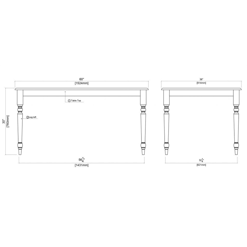 Boraam Windsor Farmhouse Dining Table - White/Natural