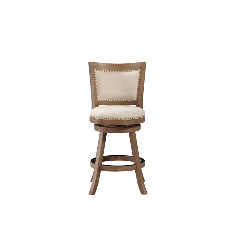 Boraam Melrose Swivel Counter Stool - Driftwood Wire-Brush & Ivory