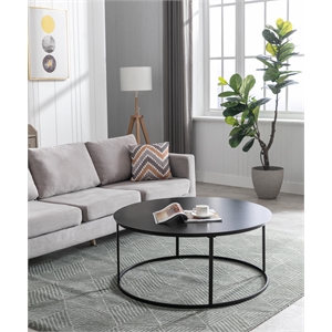 Boraam Robertson Round Metal Coffee Table - Dark Brown Finish