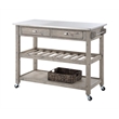 Booram Montana Kitchen Island Stainless Steel Top - Light Barnwood Finish