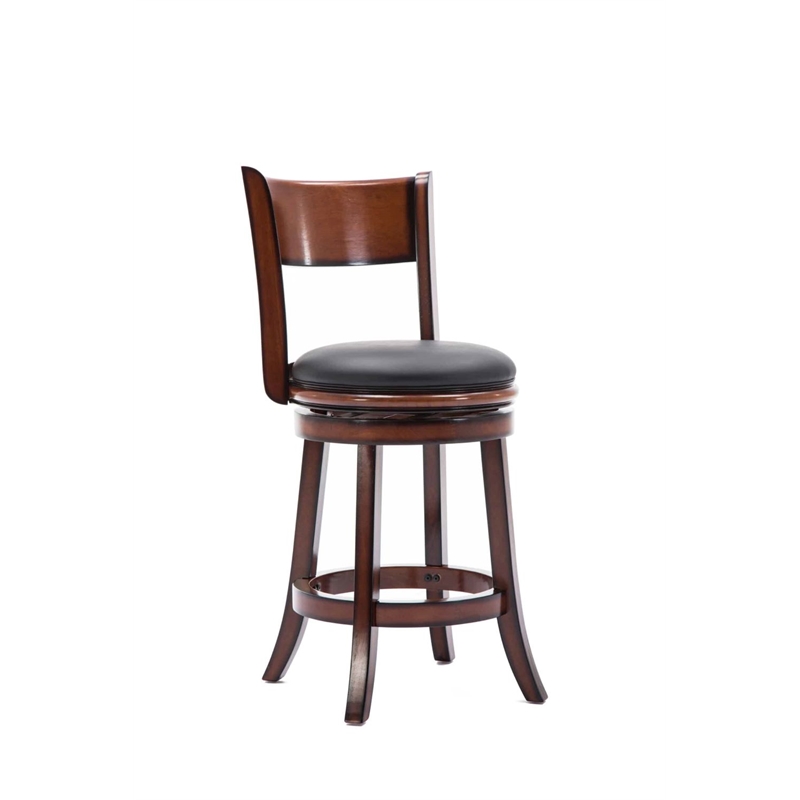 Boraam Wood Palmetto Swivel Counter Stool  - Brandy Brown Finish