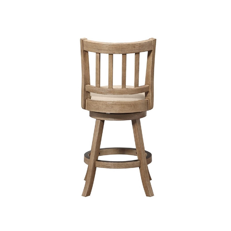 Boraam Wood Sheldon Swivel Counter Stool in Driftwood Wire-Brush Oatmeal Finish