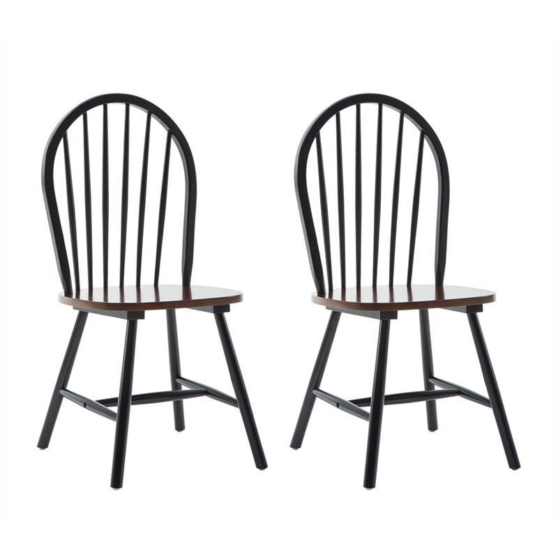 Boraam Windsor Farmhouse Dining Chairs - Set of 2 - Black/Cherry