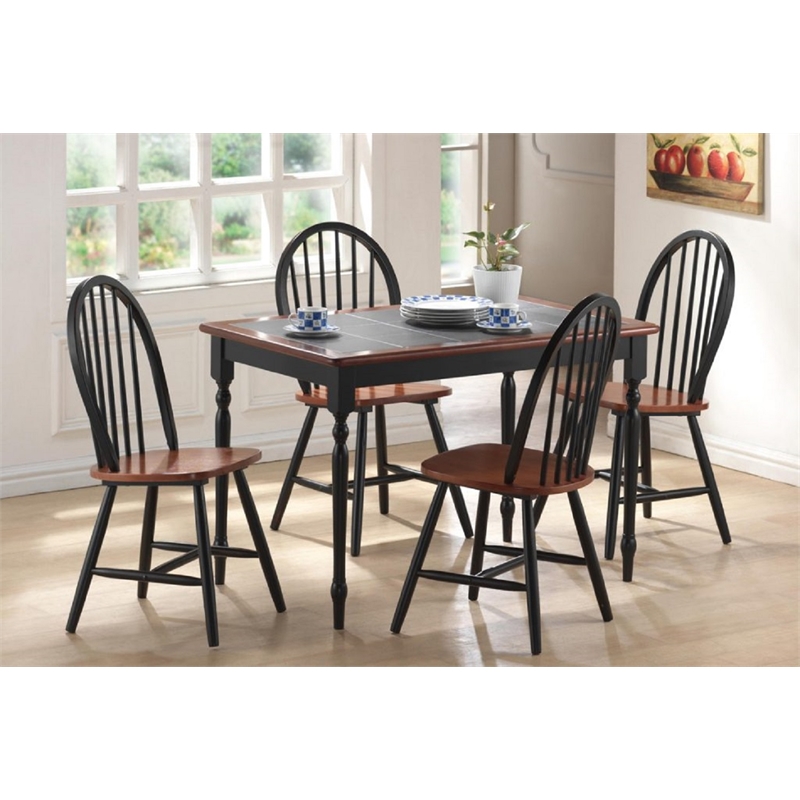 Boraam Windsor Farmhouse Dining Chairs - Set of 2 - Black/Cherry