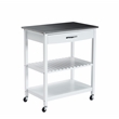 Boraam Holland Kitchen Cart With Stainless Steel Top - White