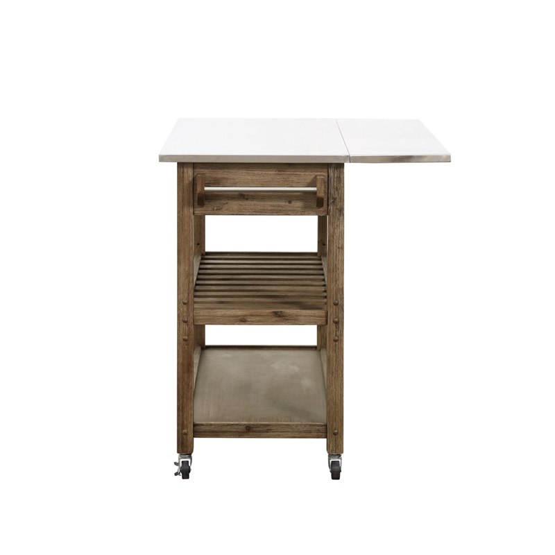Boraam Sonoma Kitchen Cart with Drop-Leaf in Barnwood Wire-Brush