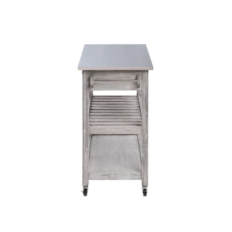 Boraam Sonoma Kitchen Cart with Stainless Steel Top - Storm Gray Wire-Brush