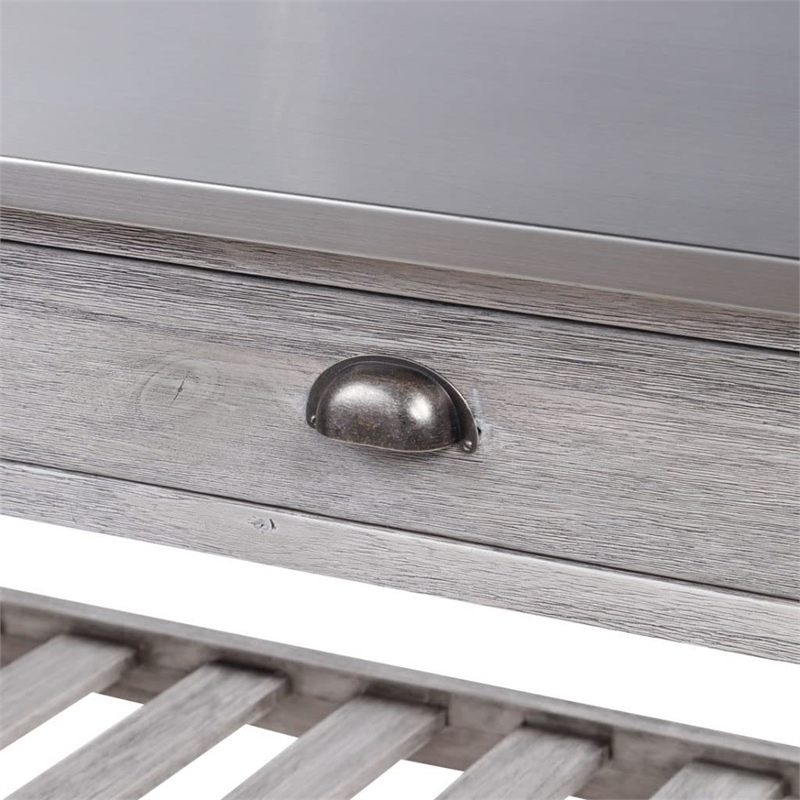 Boraam Sonoma Kitchen Cart with Stainless Steel Top - Storm Gray Wire-Brush