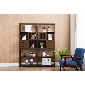 Selma Bamboo Bookcase - Left Facing Spindle Cabinet - Cappuccino