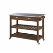 Boraam Sonoma Kitchen Cart with Stainless Steel Top - Chestnut Wire-Brush