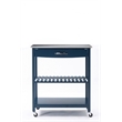 Boraam Holland Kitchen Cart With Stainless Steel Top - Navy Blue
