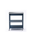 Boraam Holland Kitchen Cart With Stainless Steel Top - Navy Blue