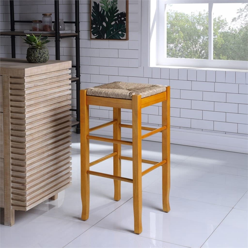 Boraam Square Rush Backless Bar Stool - Oak