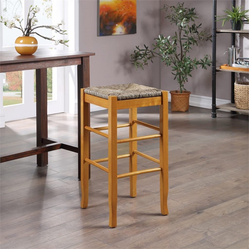 Boraam Square Rush Backless Bar Stool - Oak