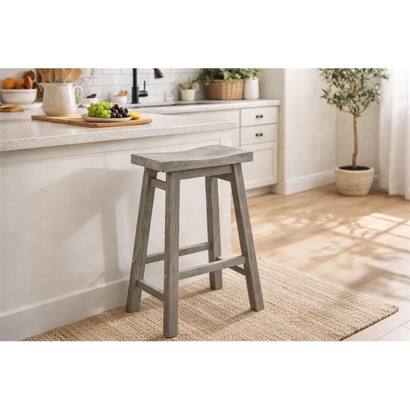 Boraam Sonoma Backless Saddle Counter Stool - Storm Gray Wire-Brush