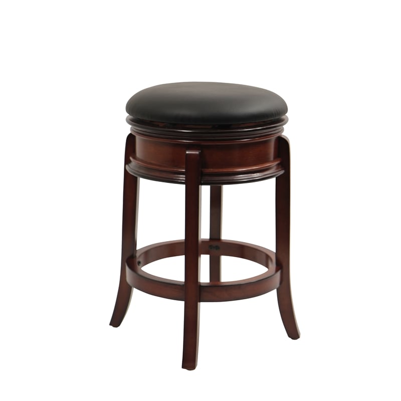 Boraam Wood Magellan Swivel Backless Counter Stool - Brandy Brown Finish