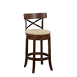 Boraam Wood Myrtle Metal Back Bar Height Stool in Mahogany Brown Finish