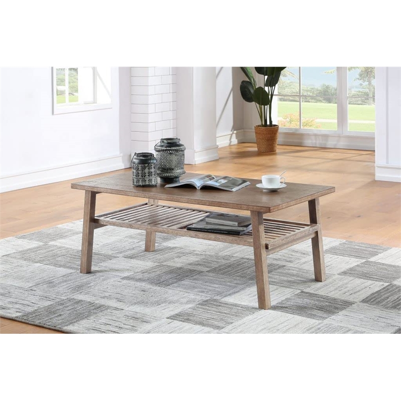 Boraam Wood Sonoma Coffee Table - Barnwood Wire-Brush/Brown Finish