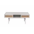 Boraam Wood Cambria Coffee Table - Zebrano Whitewash/Natural Cane Finish