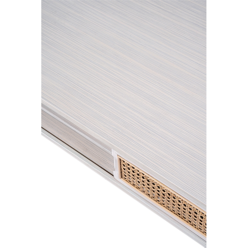 Boraam Wood Cambria Coffee Table - Zebrano Whitewash/Natural Cane Finish