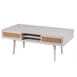 Boraam Wood Cambria Coffee Table - Zebrano Whitewash/Natural Cane Finish