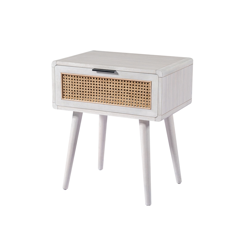 Boraam Wood Cambria End Table - Zebrano Whitewash/Natural Cane Finish