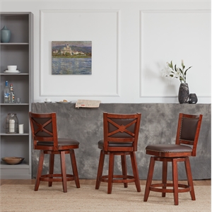 Boraam Wood Broadmoor Swivel Counter Height Stool - Cherry Finish