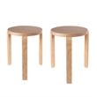 Boraam Mateo Round Backless Stacking Stools - Set of 2 - Blonde Oak