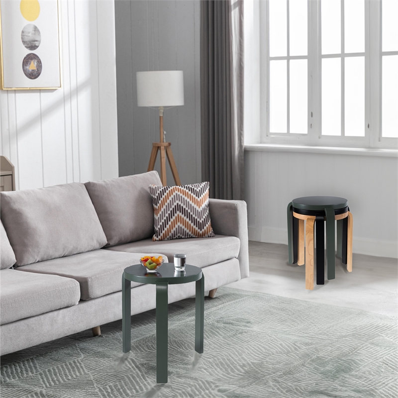 BoraamMateo Round Backless Stacking Stools - Set of 2 - Spanish Moss