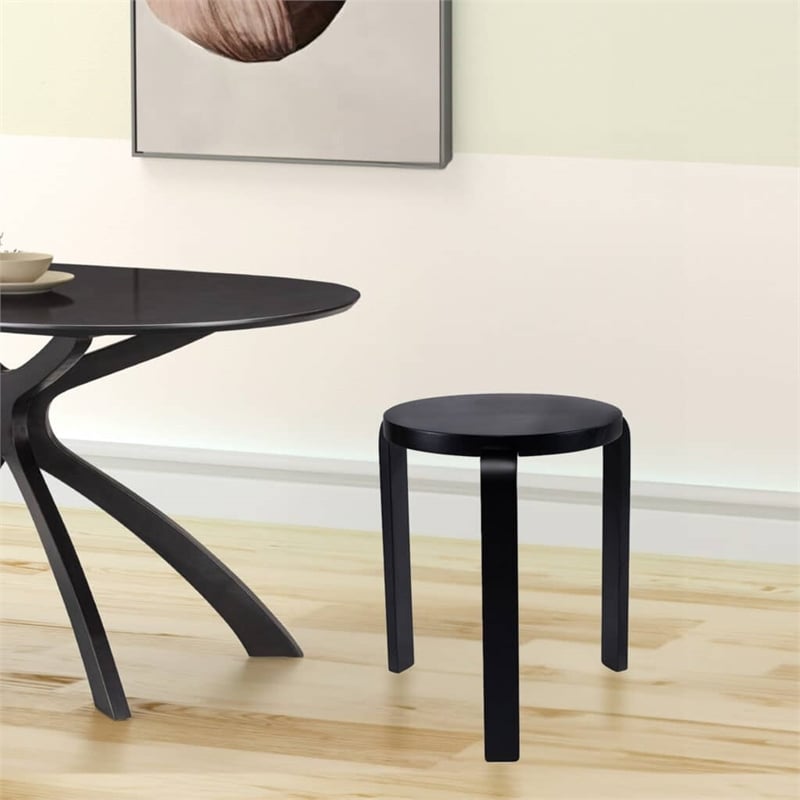 Boraam Mateo Round Backless Stacking Stools - Set of 2 - Black