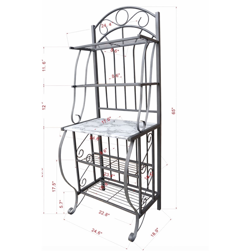 Boraam Valencia Baker's Rack with Faux Marble Shelf