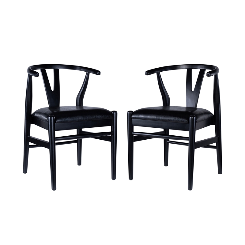 Boraam Wishbone Dining Chairs - Set of 2 - Black Finish