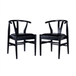 Boraam Wishbone Dining Chairs - Set of 2 - Black Finish