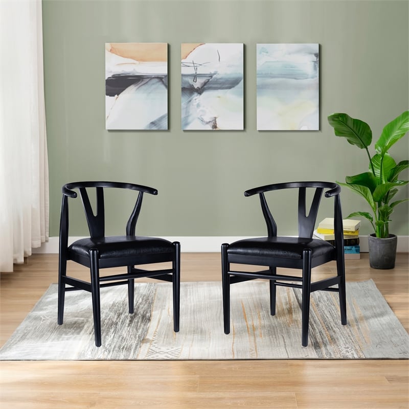 Boraam Wishbone Dining Chairs - Set of 2 - Black Finish