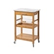 Boraam Aya Bamboo Kitchen Cart with Faux Marble Top
